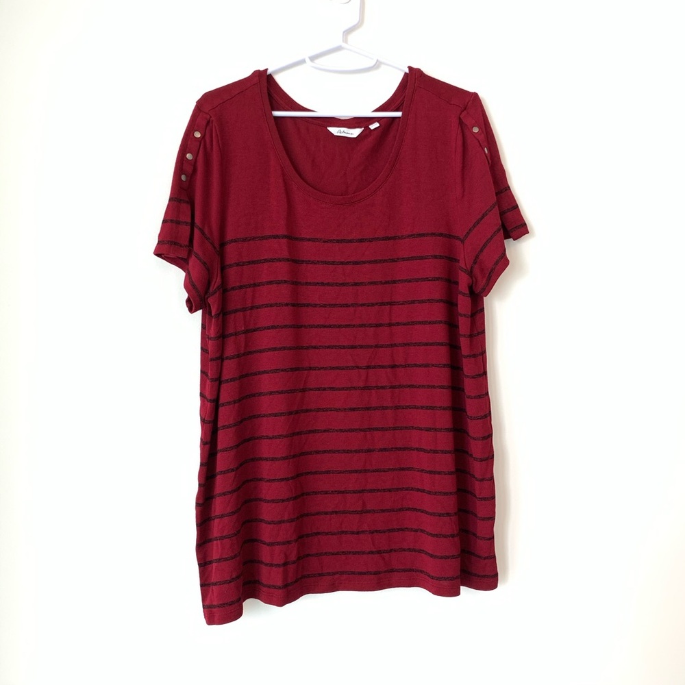 Reitmans Red Top Black Stripes XXL